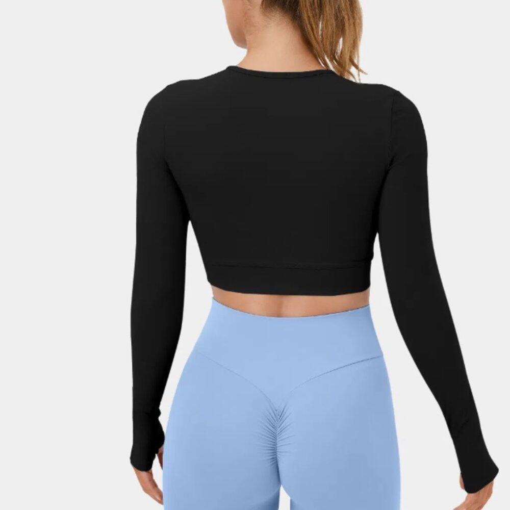 NEW ~ HALARA ~ CLOUDFUL Thumb Hole Crossover Hem Cropped Yoga Sports Top XL - Picture 5 of 5